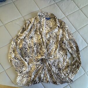 Apt. 9 Snake Print Wrap Blouse in Cream, Black and Gray